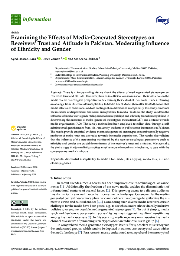 (PDF) Examining the Effects of Media-Generated Stereotypes on Receivers ...