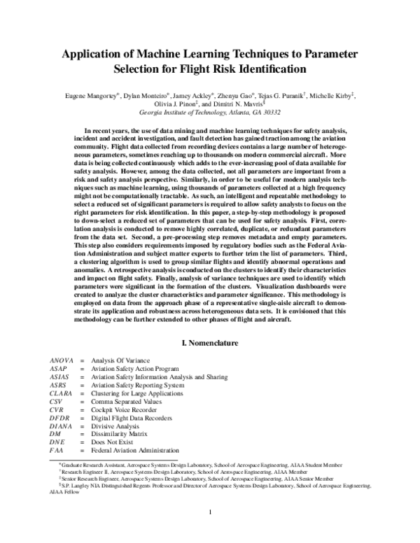 (PDF) Application of Machine Learning Techniques to Parameter Selection ...