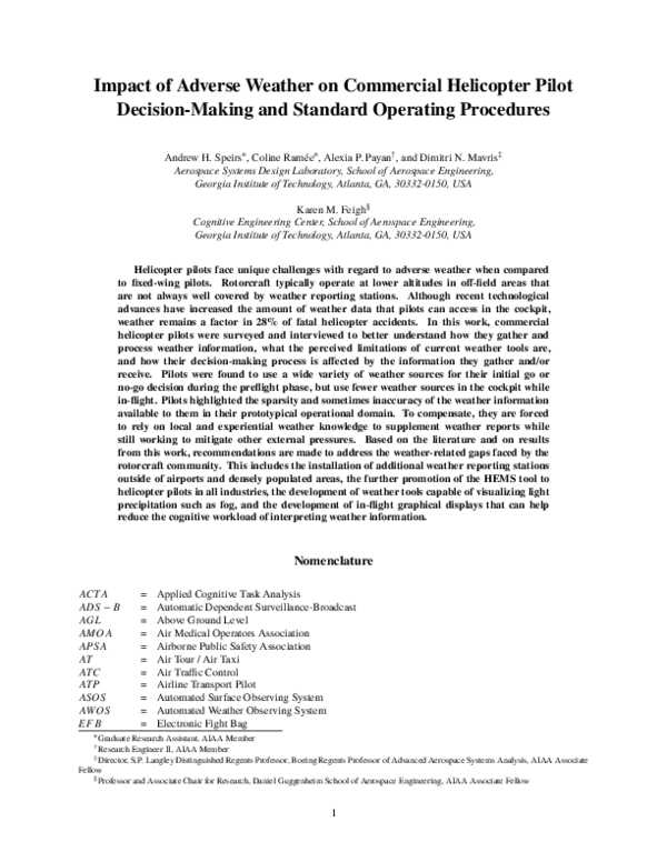 (PDF) Impact of Adverse Weather on Commercial Helicopter Pilot Decision ...