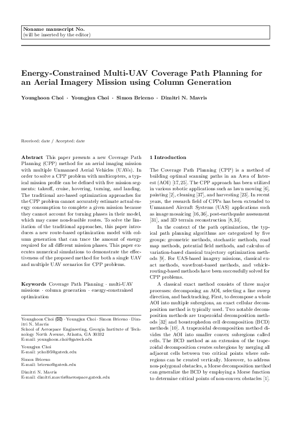 (PDF) Energy-Constrained Multi-UAV Coverage Path Planning for an Aerial ...