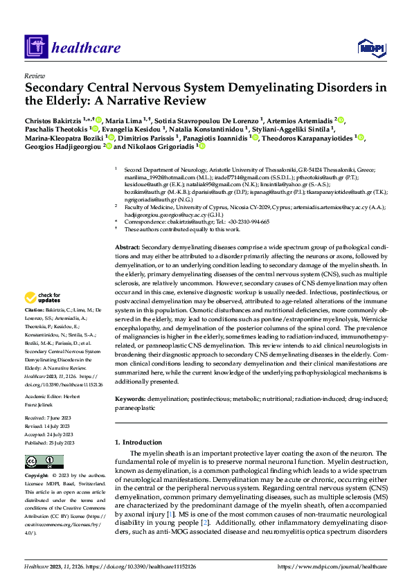 (PDF) Secondary Central Nervous System Demyelinating Disorders in the ...