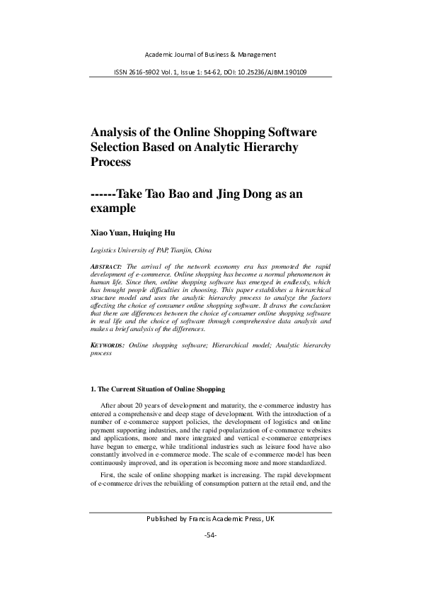 (PDF) Selection of Software: The Analytic Hierarchy Process
