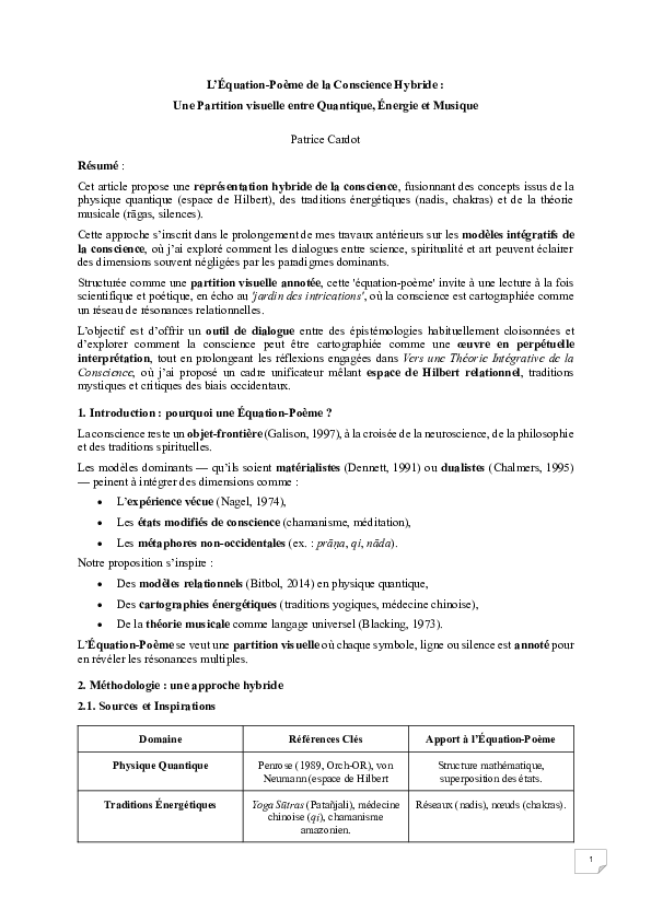 (PDF) L'Équation-Poème de la Conscience Hybride : Une Partition ...