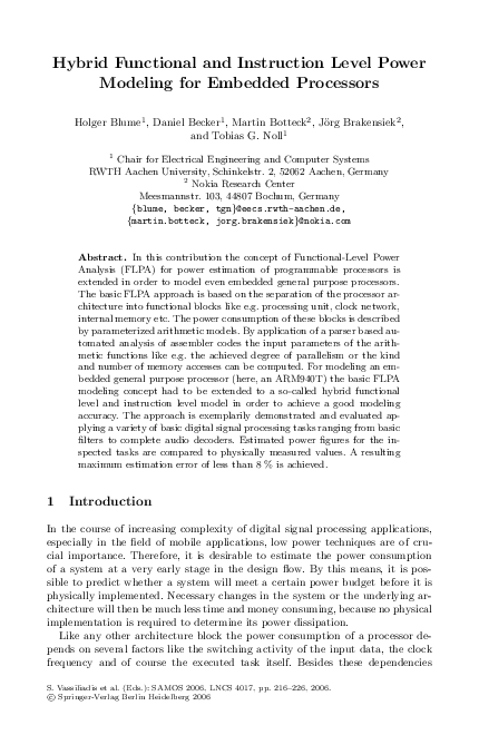 (PDF) Hybrid Functional and Instruction Level Power Modeling for ...