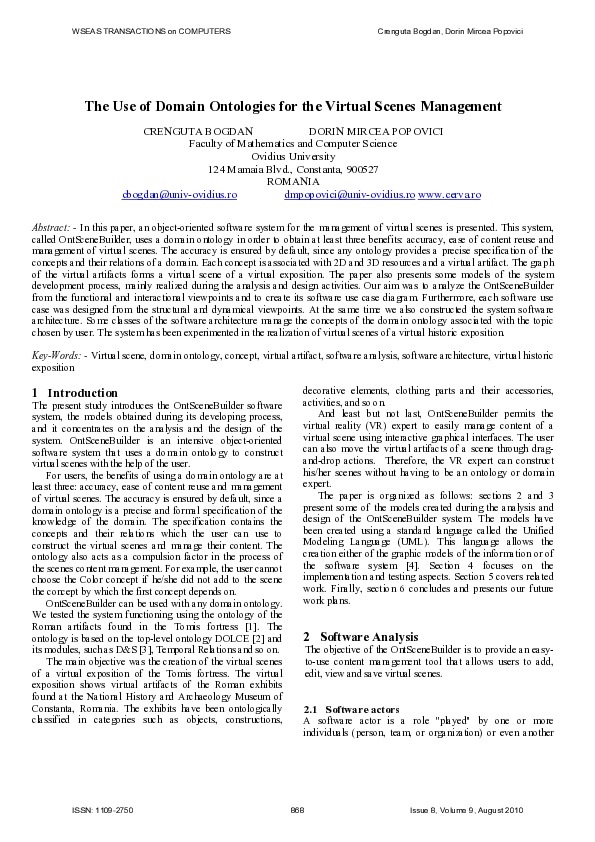 (PDF) The use of domain ontologies for the virtual scenes management
