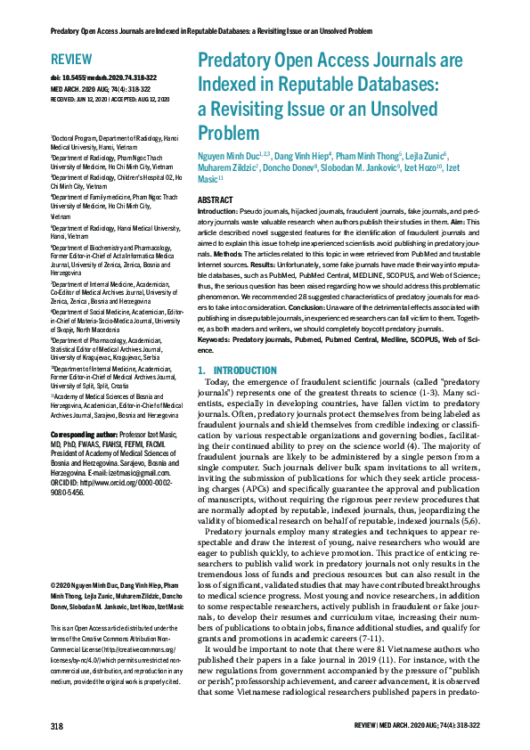 (PDF) Predatory Open Access Journals are Indexed in Reputable Databases ...