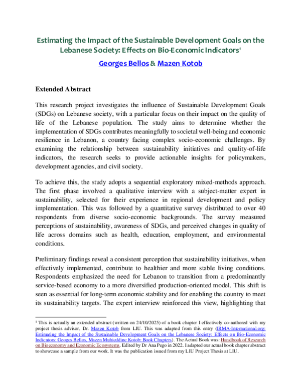 (PDF) Estimating the Impact of the Sustainable Development Goals on the ...