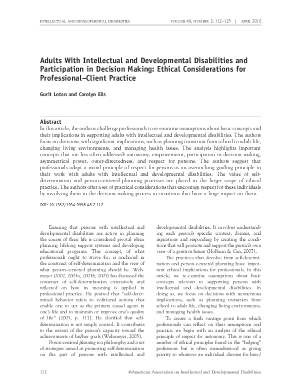 (PDF) Adults With Intellectual and Developmental Disabilities and ...