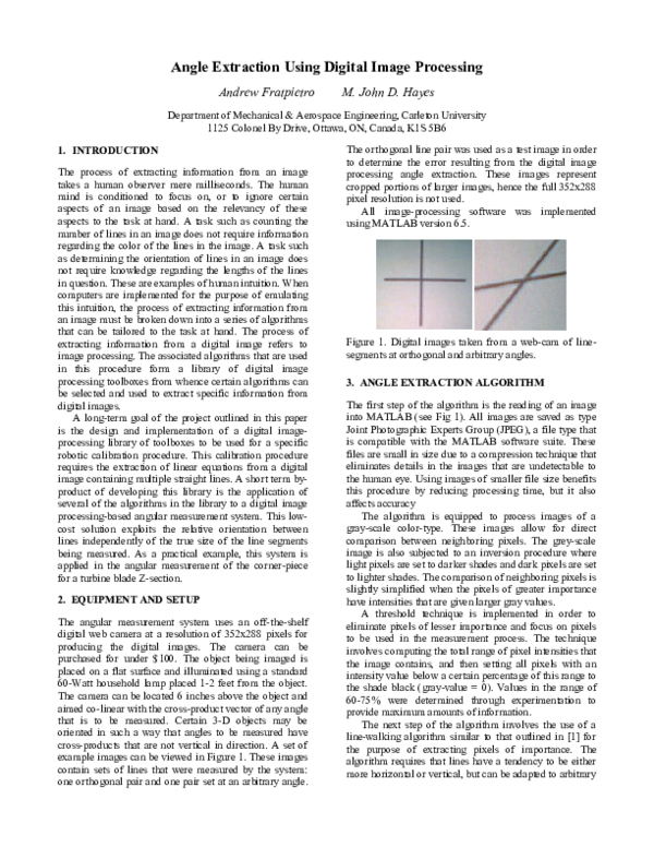 (PDF) Angle Extraction Using Digital Image Processing