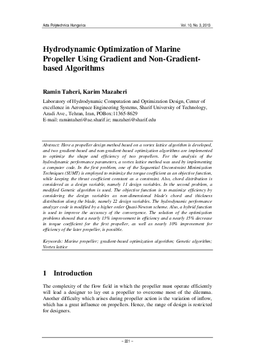 (PDF) Hydrodynamic Optimization of Marine Propeller Using Gradient and ...