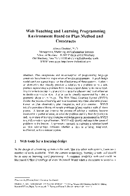 (PDF) Web Teaching and Learning Programming Environment Based on Plan ...