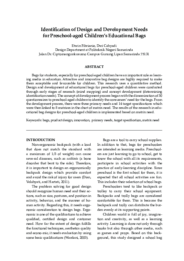 (PDF) Identification of Design and Development Needs for Preschool-aged ...
