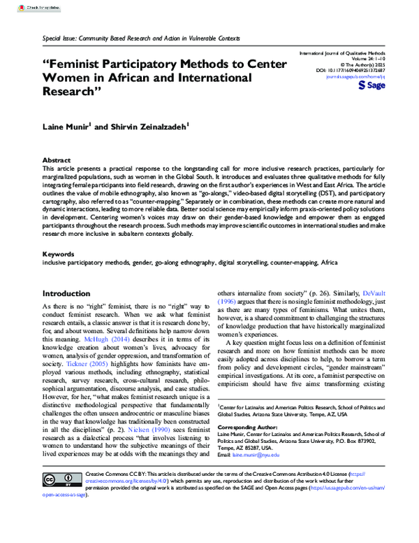 (PDF) Feminist Participatory Methods to Center Women in African and ...