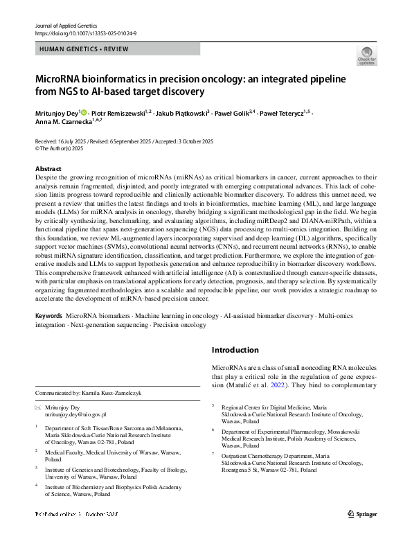 (PDF) MicroRNA bioinformatics in precision oncology: an integrated ...