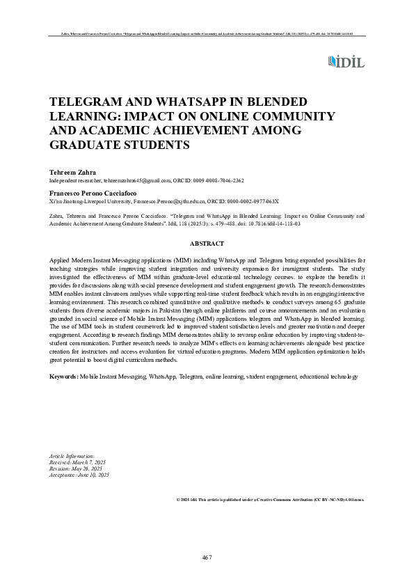 (PDF) Telegram and WhatsApp in Blended Learning: Impact on Online ...