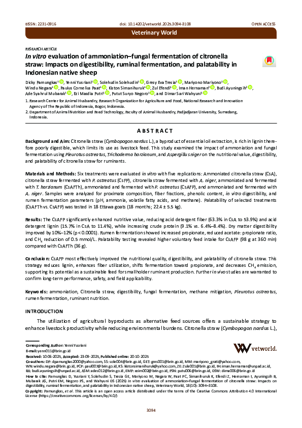 (PDF) In vitro evaluation of ammoniation–fungal fermentation of ...