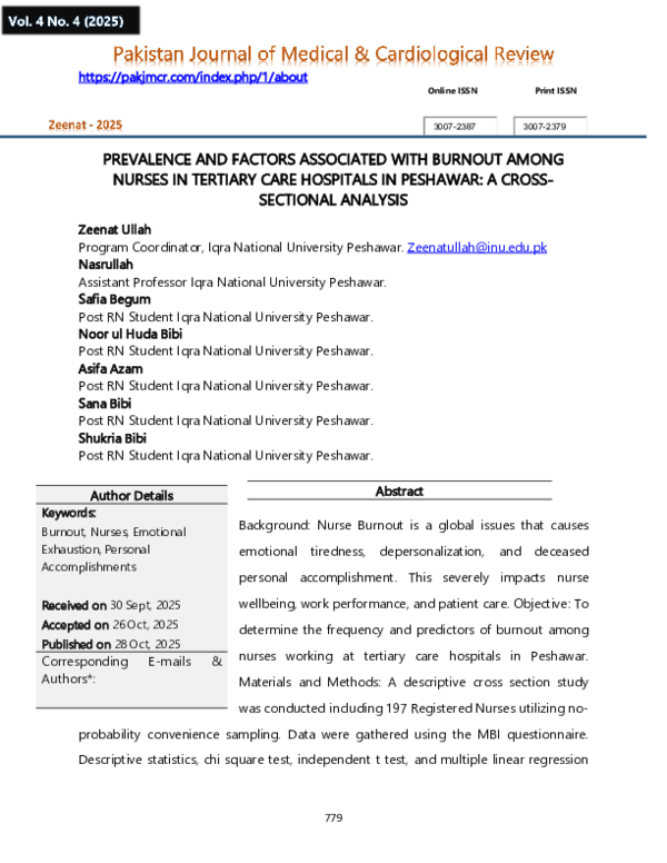(PDF) PREVALENCE AND FACTORS ASSOCIATED WITH BURNOUT AMONG NURSES IN ...