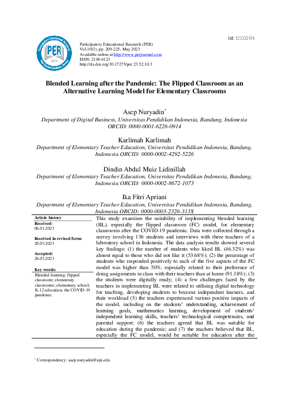 (PDF) Blended Learning after the Pandemic: The Flipped Classroom as an ...