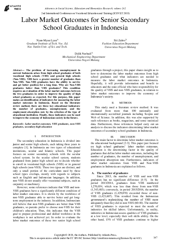 (PDF) Labor Market Outcomes for Senior Secondary School Graduates in ...