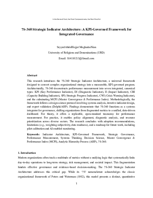 (PDF) 7S-360 Strategic Indicator Architecture: A KPI-Governed Framework ...
