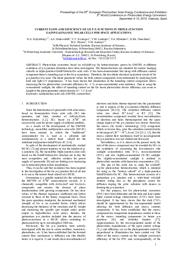 (PDF) Current Flow and Efficiency of Ge p-n Junctions in Triple ...