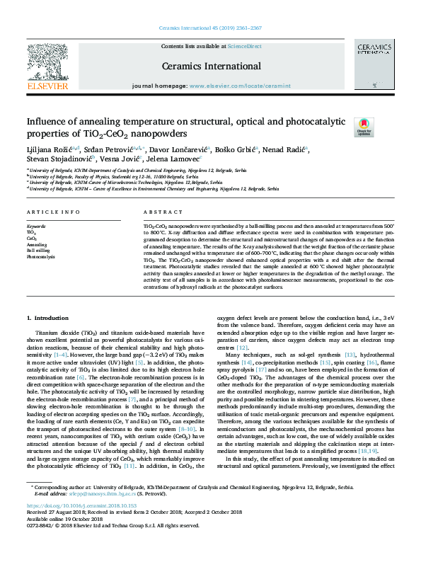 (PDF) Influence of annealing temperature on structural, optical and ...