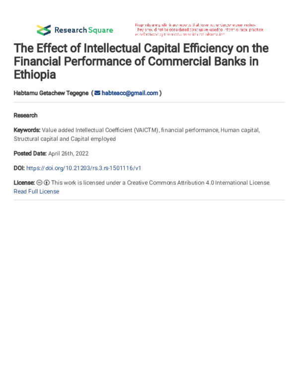 (PDF) The Effect of Intellectual Capital Efficiency on the Financial ...