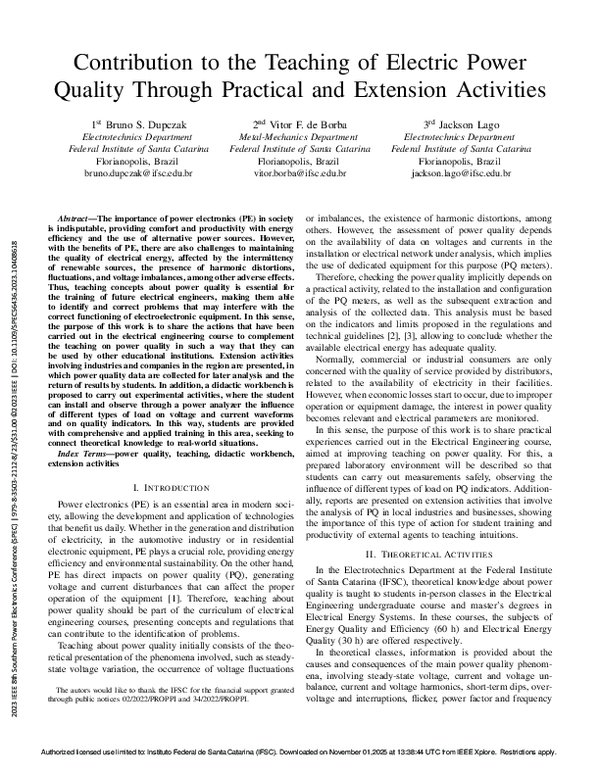 (PDF) Contribution to the Teaching of Electric Power Quality Through ...