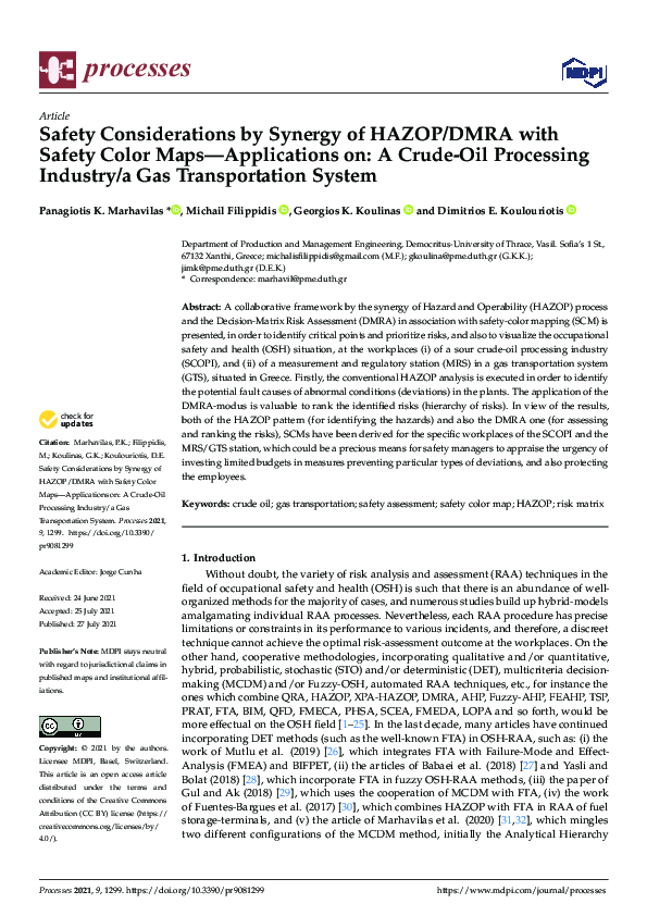 (PDF) Safety Considerations by Synergy of HAZOP/DMRA with Safety Color ...