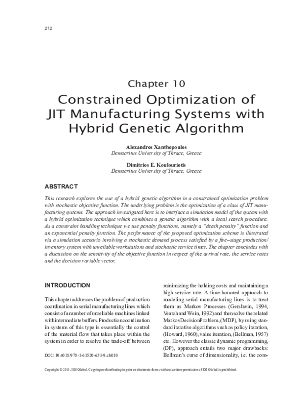 (PDF) Constrained Optimization of JIT Manufacturing Systems with Hybrid ...