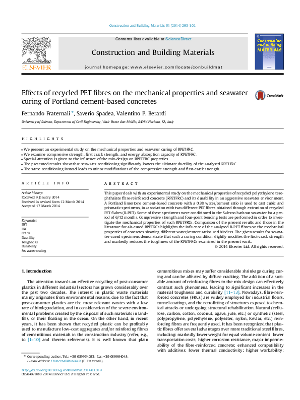 (PDF) Effects of recycled PET fibres on the mechanical properties and ...