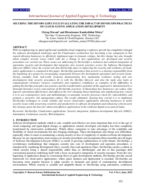 (PDF) SECURING THE DEVOPS LIFECYCLE EVALUATING THE IMPACT OF DEVSECOPS ...