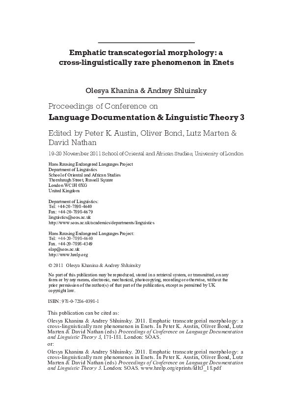 (PDF) Emphatic transcategorial morphology: a cross-linguistically rare ...