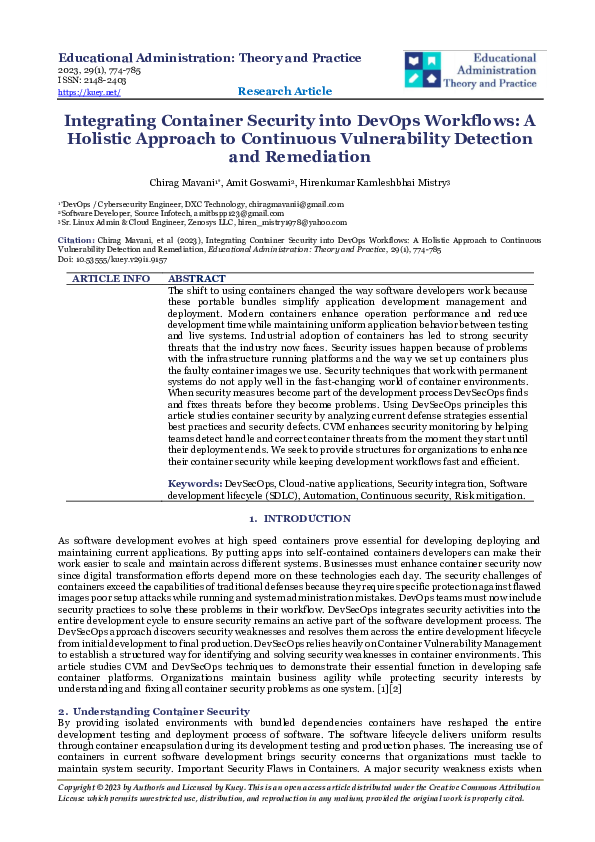 (PDF) Integrating Container Security into DevOps Workflows: A Holistic ...