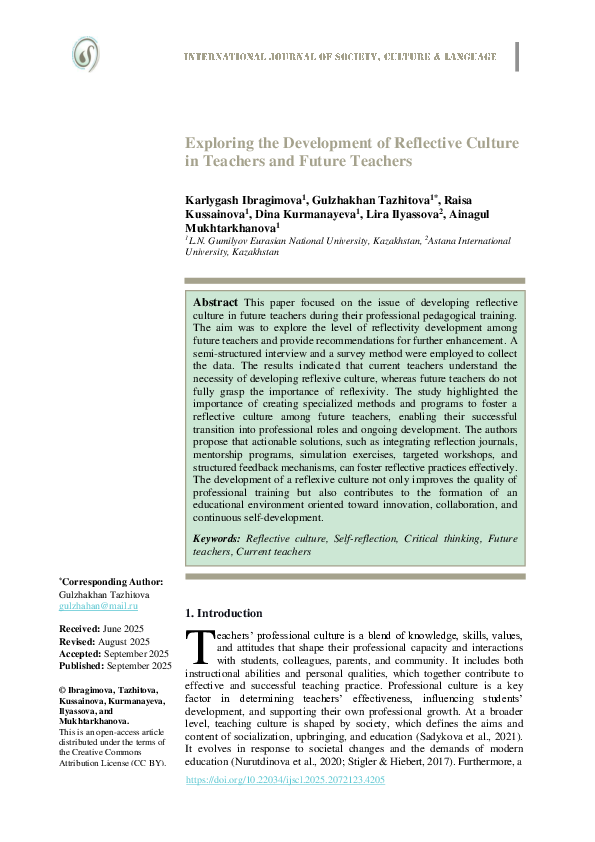 (PDF) Exploring the Development of Reflective Culture in Teachers and ...