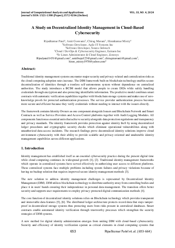 (PDF) A Study on Decentralized Identity Management in Cloud-Based ...
