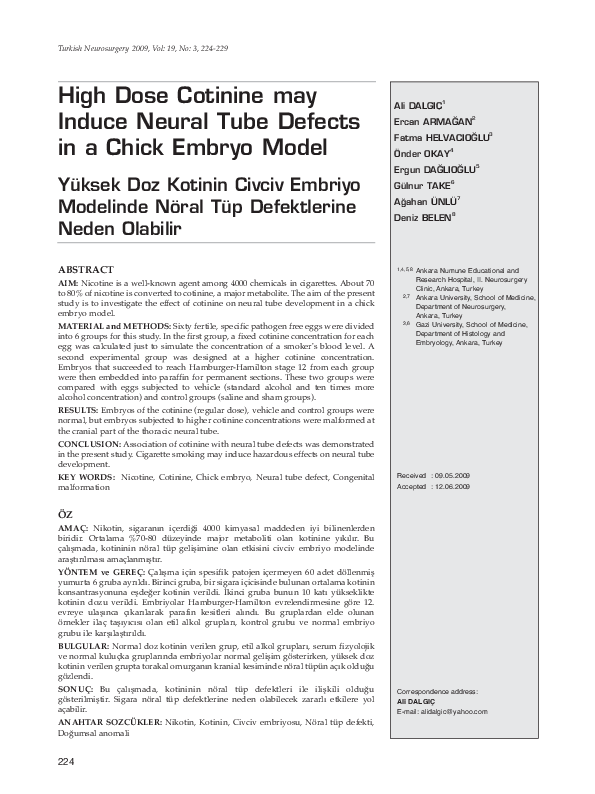 (PDF) High dose cotinine may induce neural tube defects in a chick ...