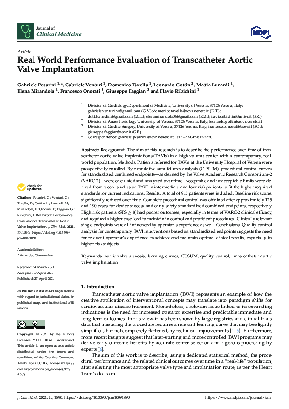 (PDF) Real World Performance Evaluation of Transcatheter Aortic Valve ...