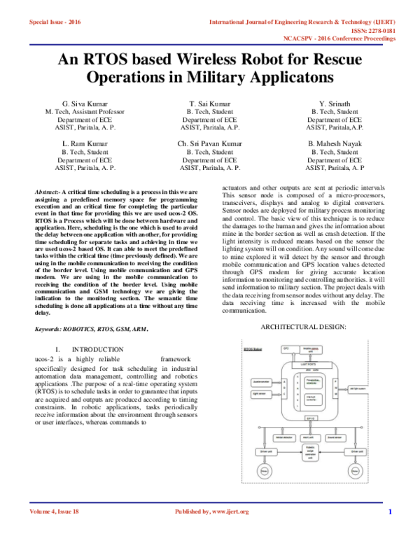(PDF) An RTOS based Wireless Robot for Rescue Operations in Military ...