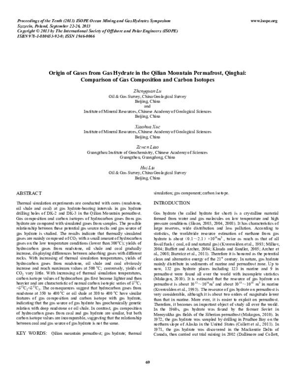 (PDF) Origin of Gases from Gas Hydrate in the Qilian Mountain ...