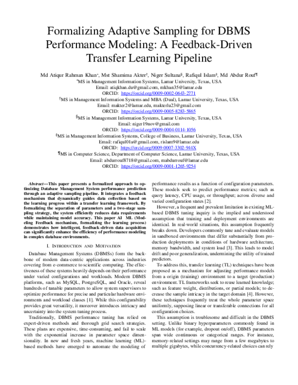 (PDF) Formalizing Adaptive Sampling for DBMS Performance Modeling: A ...