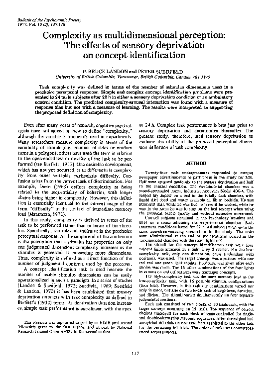 (PDF) Complexity as multidimensional perception: The effects of sensory ...