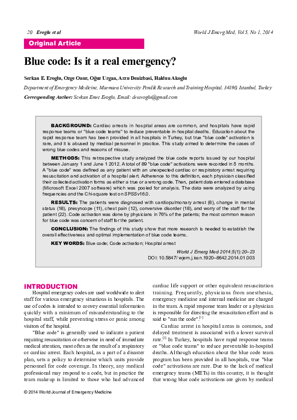 (PDF) Blue code: Is it a real emergency?