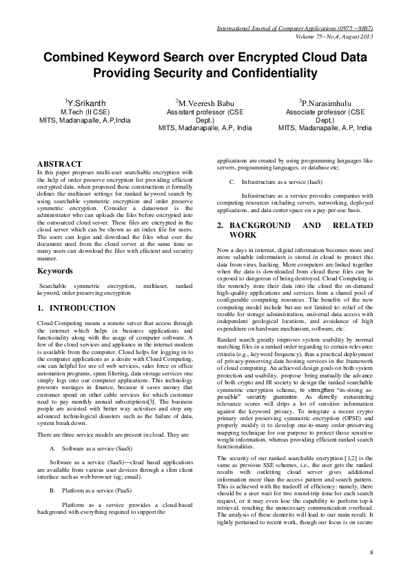 (PDF) Combined Keyword Search over Encrypted Cloud Data Providing ...