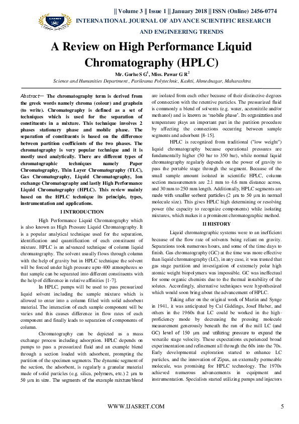 (PDF) A Review on High Performance Liquid Chromatography (HPLC)