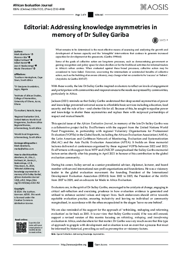 (PDF) Editorial: Addressing knowledge asymmetries in memory of Dr ...