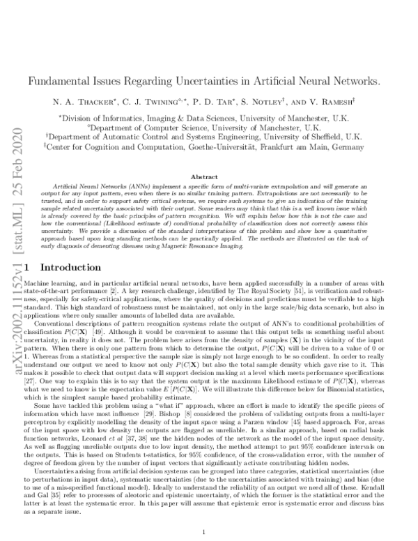 (PDF) Fundamental Issues Regarding Uncertainties in Artificial Neural ...
