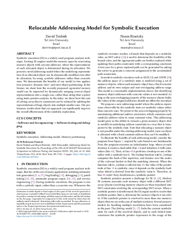 (PDF) Relocatable addressing model for symbolic execution
