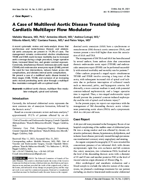 (PDF) A Case of Multilevel Aortic Disease Treated Using Cardiatis ...