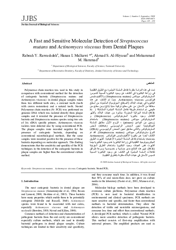 (PDF) A fast and sensitive molecular detection of Streptococcus mutans ...